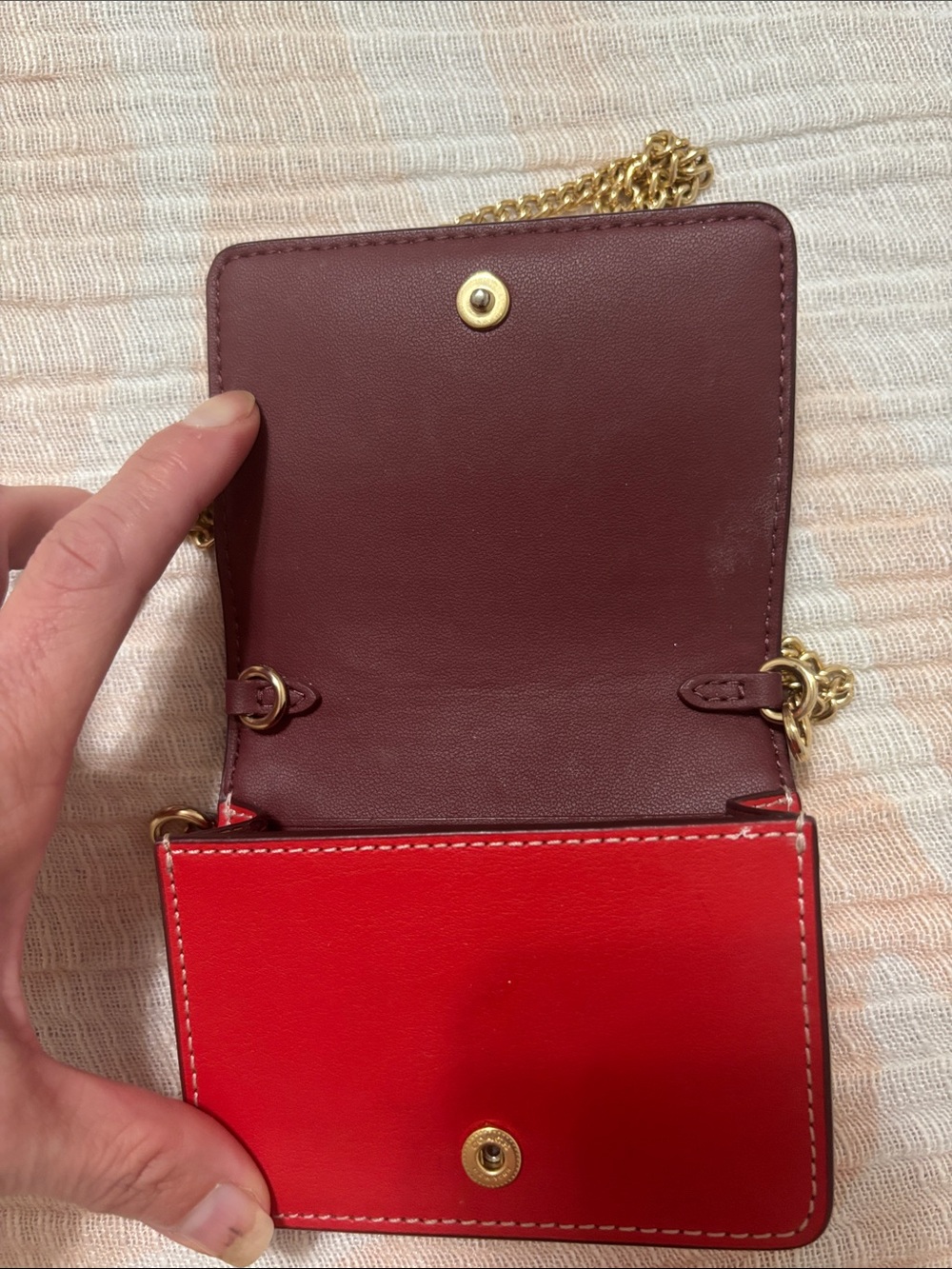 Coach Pink Cherry Print Crossbody with Gold Chain Strap - Picture 2 of 4
